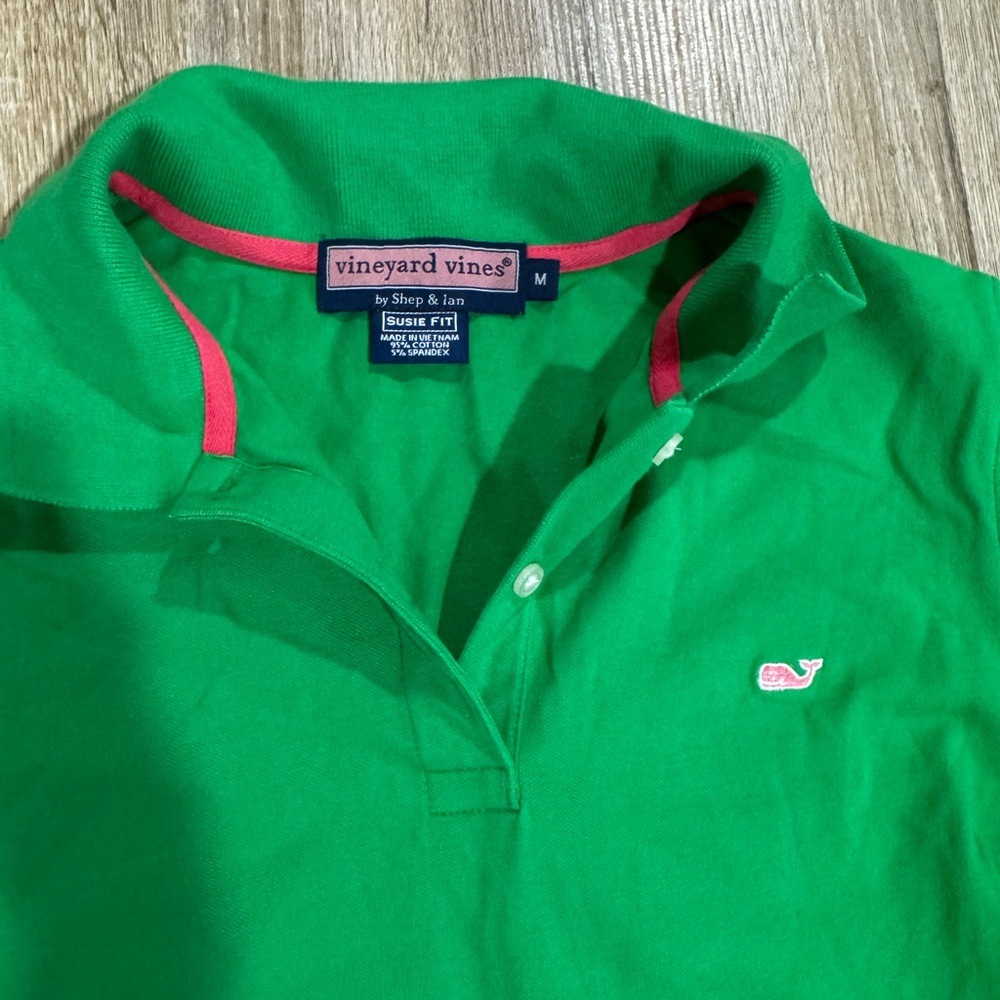 Vineyard Vines Green Polo with Classic Collar and Logo Susie Fit size M